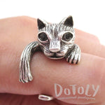 Clingy Kitty Cat Wrapped Around Your Finger Shaped Ring in Silver