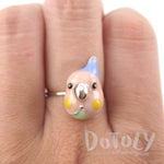 Cockatiel Parakeet Bird Face Shaped Adjustable Enamel Ring | DOTOLY