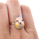 Cockatiel Parakeet Bird Face Shaped Adjustable Enamel Ring | DOTOLY