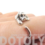 Cocker Spaniel Puppy Dog Animal Wrap Ring in Shiny Silver | DOTOLY