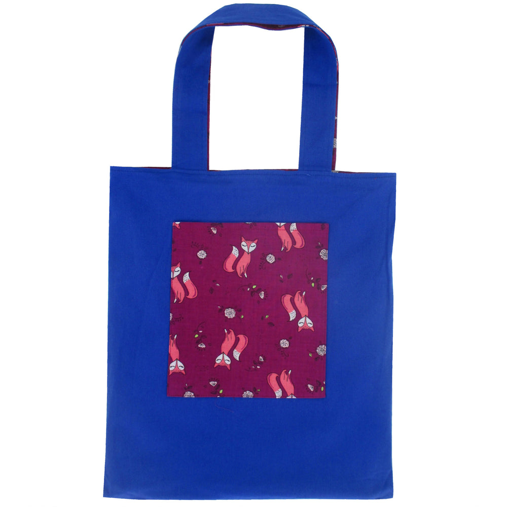 Purple Pretty Fox Animal Print Reversible Tote Bags for Women