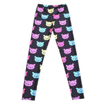 Colorful Kitty Cat Face All Over Collage Print Legging Pants for Women