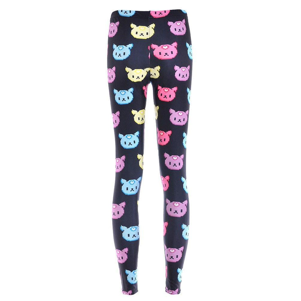 Colorful Kitty Cat Face All Over Collage Print Legging Pants for Women