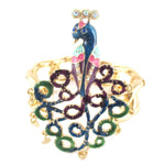 Large Peacock Bird Animal Themed Stretchy Cuff Bracelet