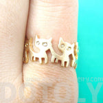 Connected Kitty Cat Parade Animal Ring in Gold | US Size 7 and 8