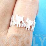 Connected Kitty Cat Parade Animal Ring in Silver | US Size 7 and 8