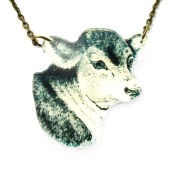 Cow Bull Farm Animal Head Shaped Acrylic Pendant Necklace | DOTOLY