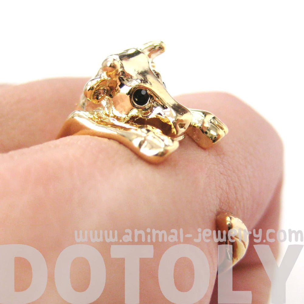 Cow Bull Shaped Animal Wrap Around Ring in Shiny Gold | Sizes 4 to 9