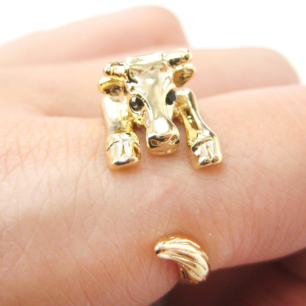 Cow Bull Shaped Animal Wrap Around Ring in Shiny Gold | Sizes 4 to 9