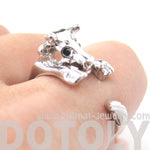 Cow Bull Shaped Animal Wrap Around Ring in Shiny Silver | US Sizes 4 to 9