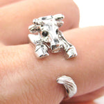 Cow Bull Shaped Animal Wrap Around Ring in Shiny Silver | US Sizes 4 to 9