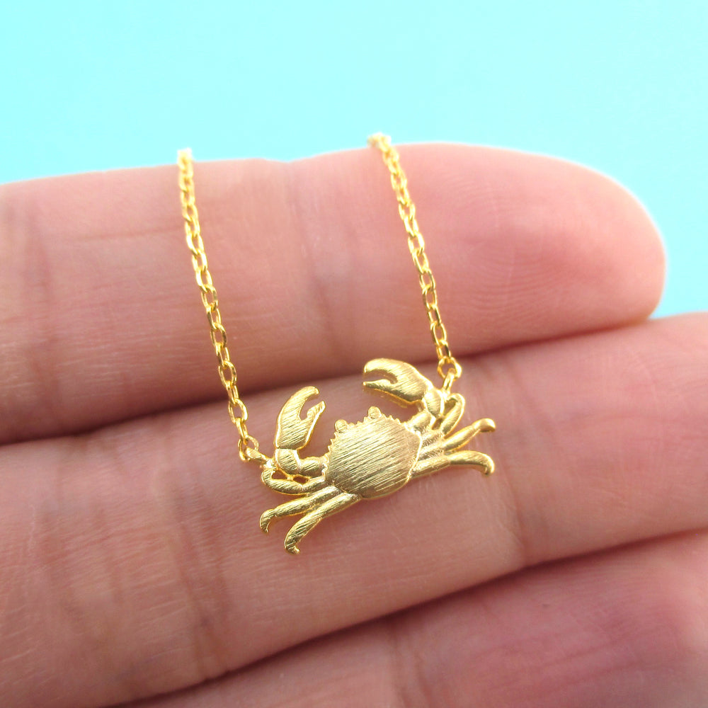 Crab Shaped Aquatic Crustacean Shellfish Inspired Pendant Necklace