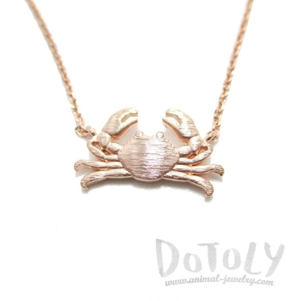 Crab Shaped Aquatic Shellfish Inspired Pendant Necklace in Rose Gold