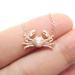 Crab Shaped Aquatic Shellfish Inspired Pendant Necklace in Rose Gold