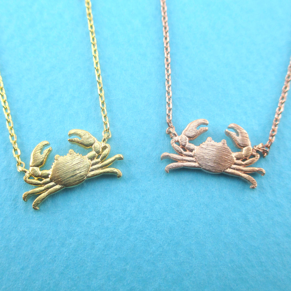 Crab Shaped Aquatic Crustacean Shellfish Inspired Pendant Necklace