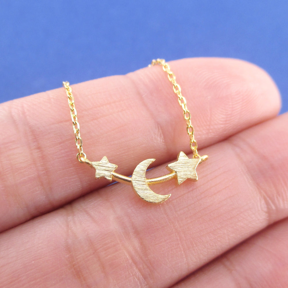 Space Travel Universe Galaxy Themed Necklace in Gold