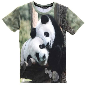 Cuddling Panda Bears All Over Print Graphic T-Shirts