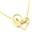 Cursive Love Typography Forming A Heart Shaped Charm Necklace in Gold