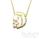 3D Hedgehog Porcupine Animal Pendant Necklace in Gold