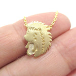3D Hedgehog Porcupine Animal Pendant Necklace in Gold