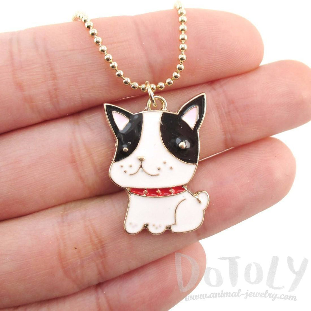 Boston Terrier Puppy Dog Shaped Animal Pendant Necklace