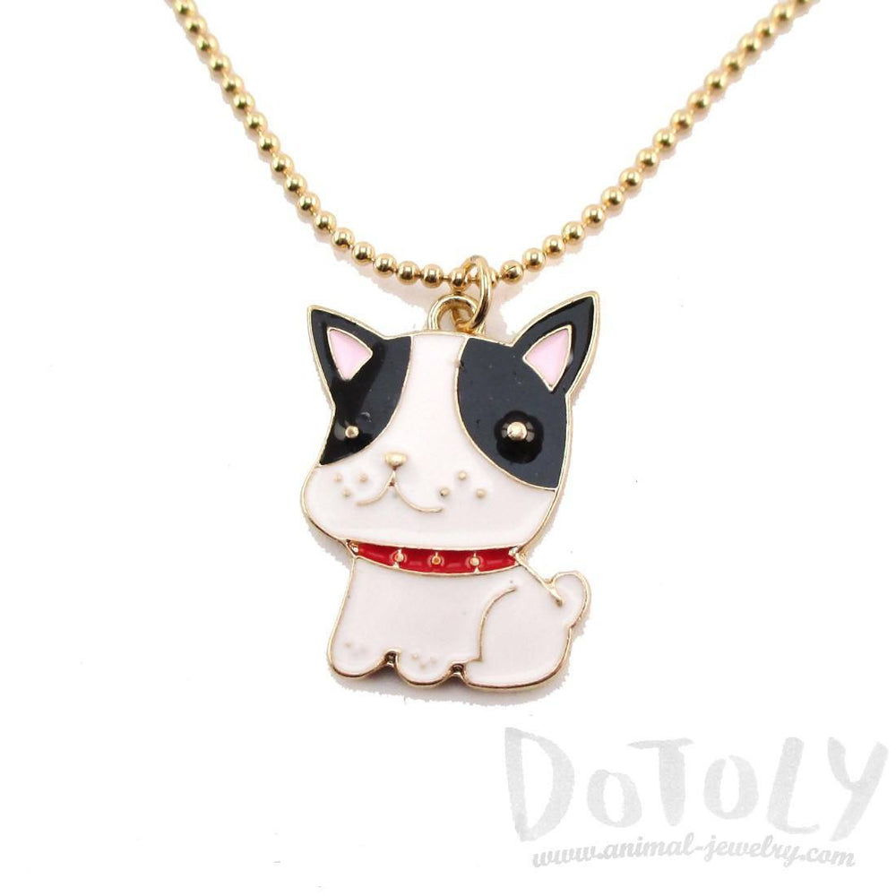 Boston Terrier Puppy Dog Shaped Animal Pendant Necklace