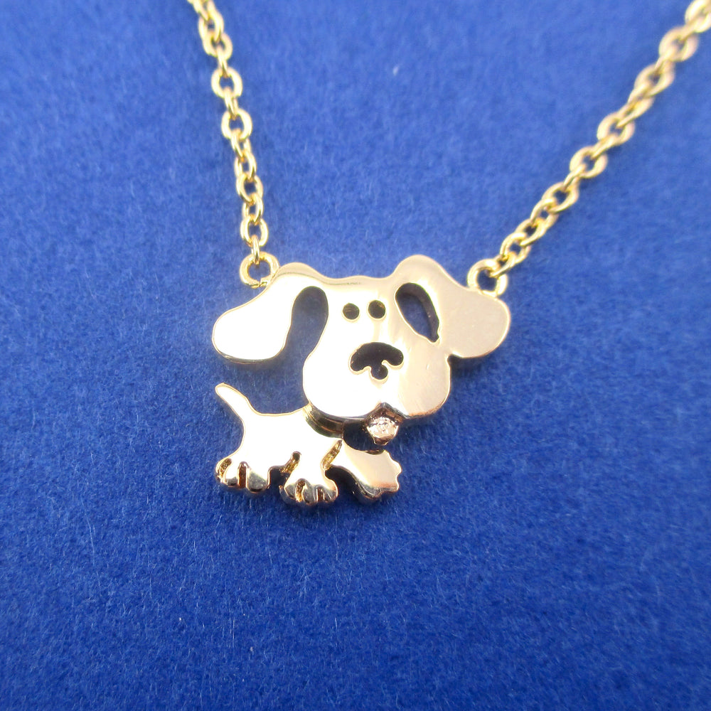 Cute Cartoon Blue's Clues Beagle Dog Shaped Pendant Necklace in Gold