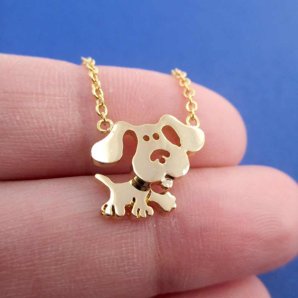 Cute Cartoon Blue's Clues Beagle Dog Shaped Pendant Necklace in Gold