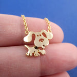 Cute Cartoon Blue's Clues Beagle Dog Shaped Pendant Necklace in Gold