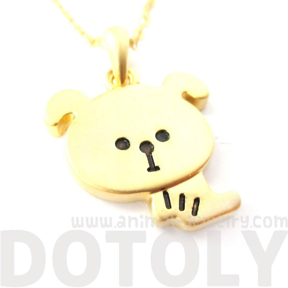 Cartoon Puppy Dog Shaped Pendant Necklace in Gold | Animal Jewelry