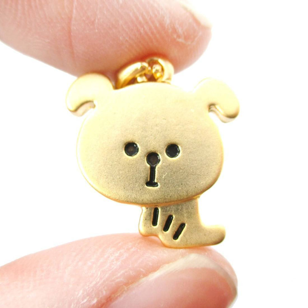 Cartoon Puppy Dog Shaped Pendant Necklace in Gold | Animal Jewelry