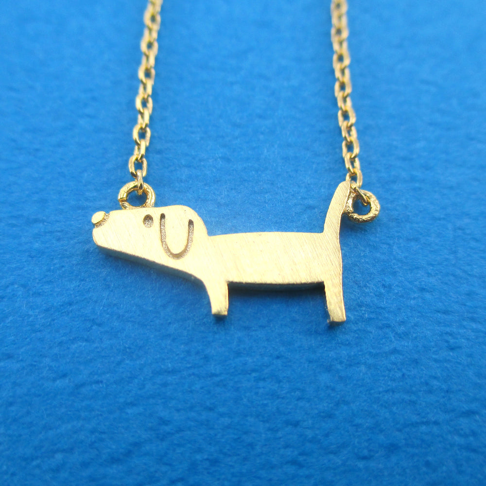 Cute Dachshund Silhouette Shaped Charm Necklace in Gold | Gifts for Dog Lovers