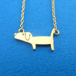 Cute Dachshund Silhouette Shaped Charm Necklace in Gold | Gifts for Dog Lovers