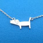 Cute Dachshund Silhouette Shaped Charm Necklace in Silver | Gifts for Dog Lovers