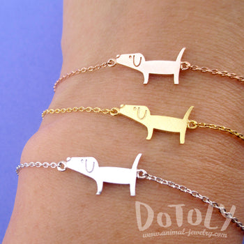Cute Dachshund Wiener Dog Shaped Charm Bracelet | Animal Jewelry