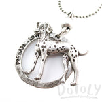 Cute Dalmatian Shaped Pendant Necklace in Silver