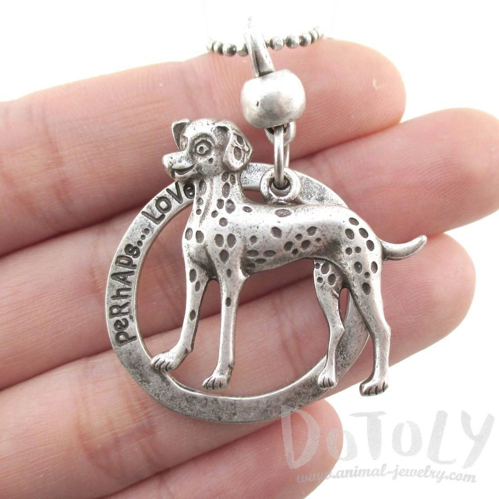Cute Dalmatian Shaped Pendant Necklace in Silver