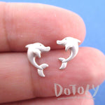 Cute Dolphin Shaped Marine Life Allergy Free Stud Earrings in Silver
