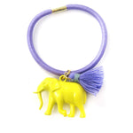 Cute Elephant Charm Hair Tie Pony Tail Holder in Bright Yellow
