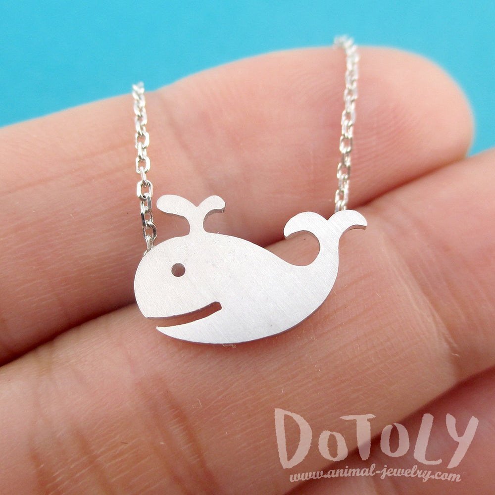 Happy Smiling Whale Pendant Necklace in Silver | Animal Jewelry
