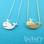 Happy Smiling Whale Pendant Necklace in Gold Silver | Animal Jewelry