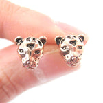 Leopard Cheetah Shaped Large Animal Themed Stud Earrings in Rose Gold