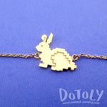Cute Little Pixel Bunny Shaped Charm Bracelet in Gold | Animal Jewelry