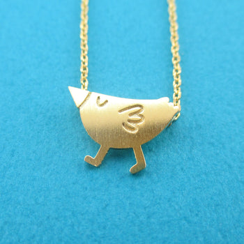 Cute Sleepy Owl Bird Shaped Pendant Necklace in Gold | Animal Jewelry
