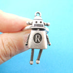 Cute Miniature Robot Shaped Adjustable Ring in Silver