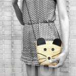 Cute Mouse Mice Face Shaped Straw Woven Cross Body Summer Beach Bag