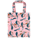 Pretty Pink Peacock All Over Print Cotton Reversible Tote Bags for Women