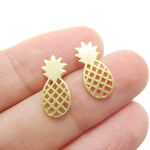 Cute Pineapple Shaped Stud Earrings in Gold | DOTOLY