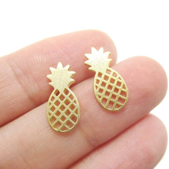 Cute Pineapple Shaped Stud Earrings in Gold | DOTOLY