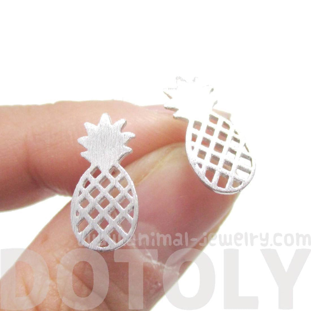 Cute Pineapple Shaped Stud Earrings in Silver | DOTOLY